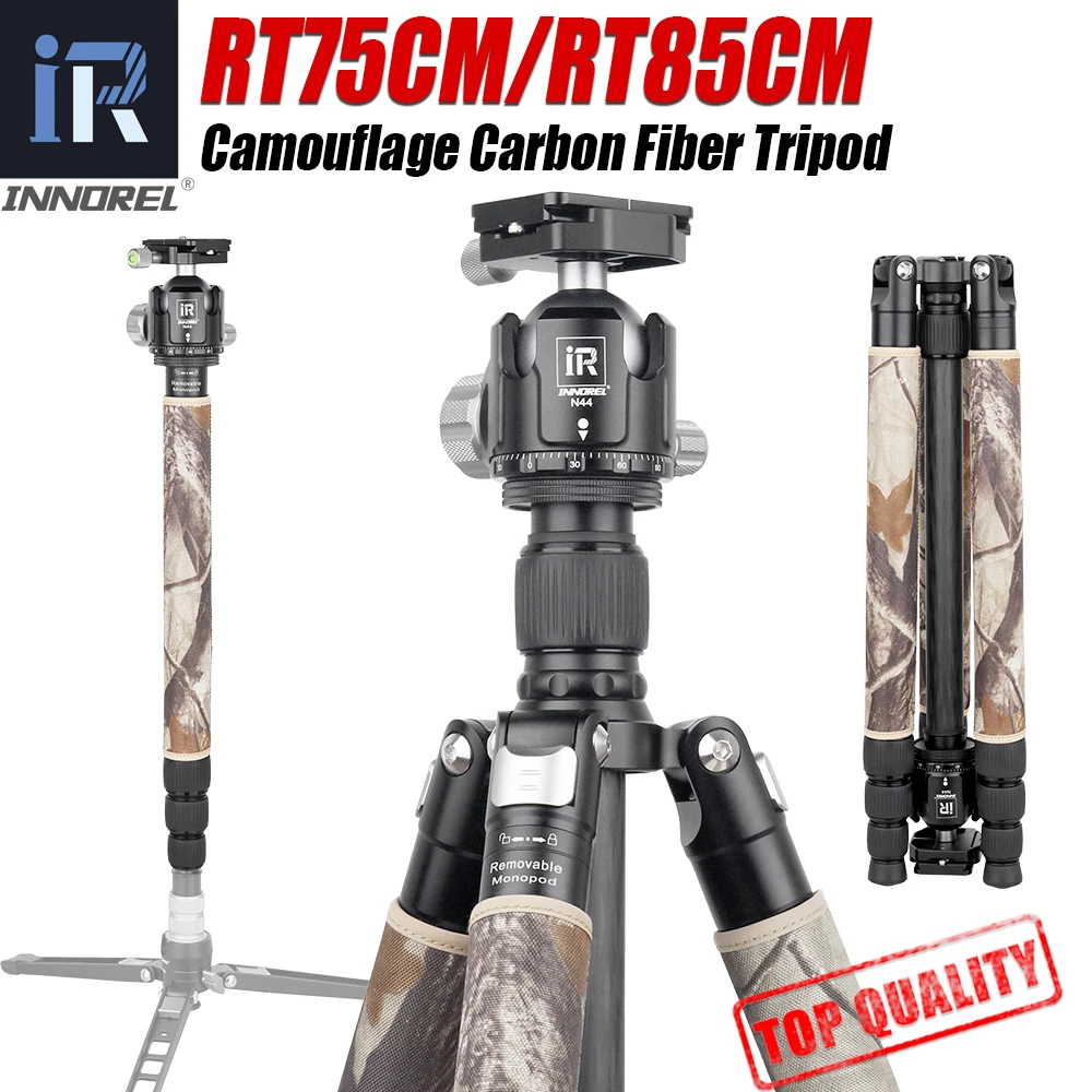 INNOREL RT75/85CM kamuflaż statyw z włókna węglowego Monopod dla lustrzanka cyfrowa ciężki stojak panoramiczna głowica kulowa o niskiej grawitacji