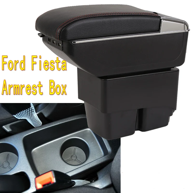 For Ford Fiesta 3 MK7 Armrest Box Arm Elbow Rest Centre Console Storage Central Store With Cup Holder USB Interface