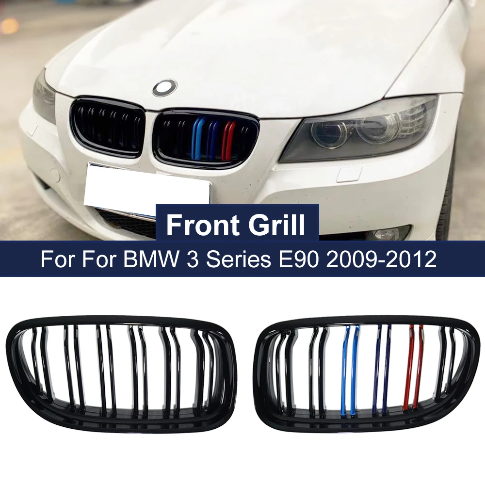 

Car Front Kidney Grilles M Color for BMW E90 LCI 3-Series Sedan Wagon 2009-2012 Double Line Hood Grills 2 Slat Racing Grill