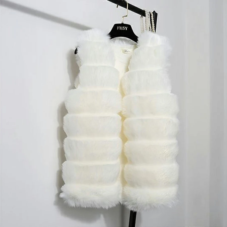 Autumn Winter Faux Fur Coat Women  Thick Warm Fur Elegant Sleeveless Long Vest Woman Casual Slim Luxury Thick Warm Fur Jacket