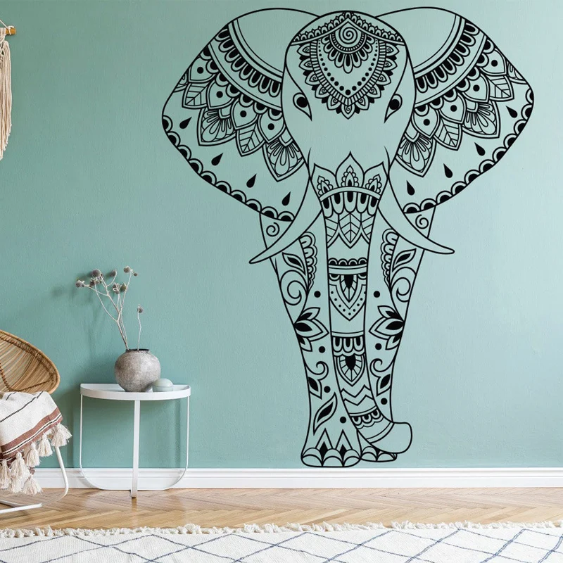 

Boho Elephant Indian Decals Vinyl Interior Home Decor Living Room Bedroom Mandala Animals Wall Stickers Removable Murals S543