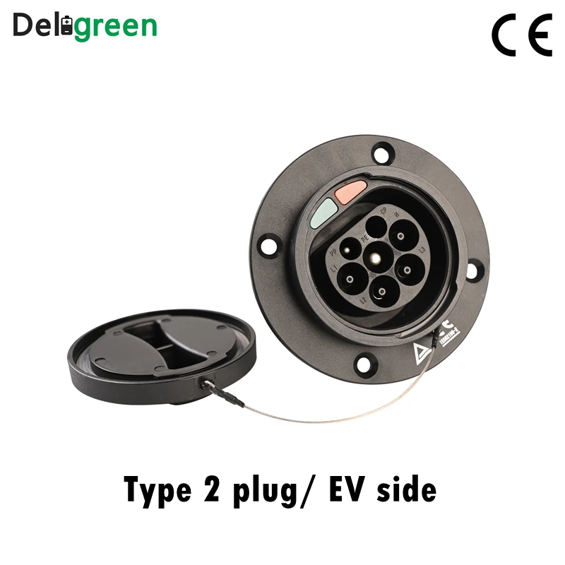 Duosida Type2 16A 32A socket for EV side male inlet IEC62196 European standard inlet Single Phase Three phase