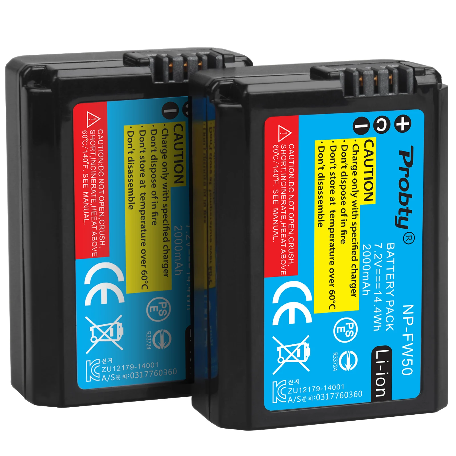 

2Pcs PROBTY 2000mAh NP-FW50 NP FW50 Camera Battery for Sony a5100 NEX5T NEX5R X-7 NEX6 NEX-5N NEX5C NEX3N NEX3CV a33 a35 a37 a55