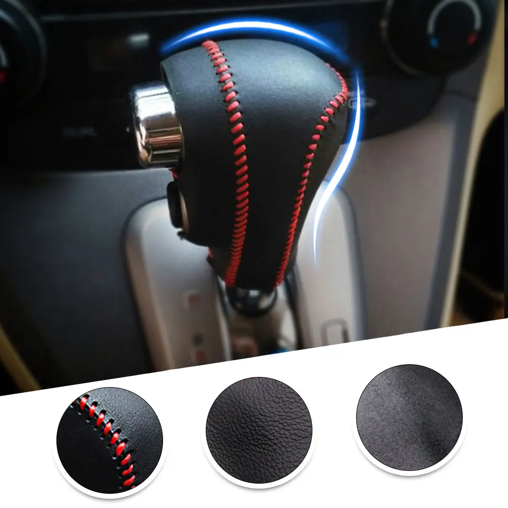 Muchkey Leather Gear Knob Stick Covers AT For Honda  CRV 2008 209 2010 2011 2012 2013 2014 Non-Slip Automatic Shifter