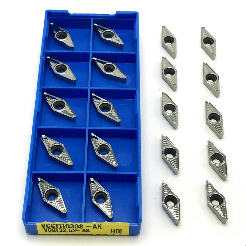 VCGT110304 AK H01 Aluminum Insert Turning Inserts CNC Internal Turning Tool VCGT 110304 High Quality Cutting Tool Carbide Insert