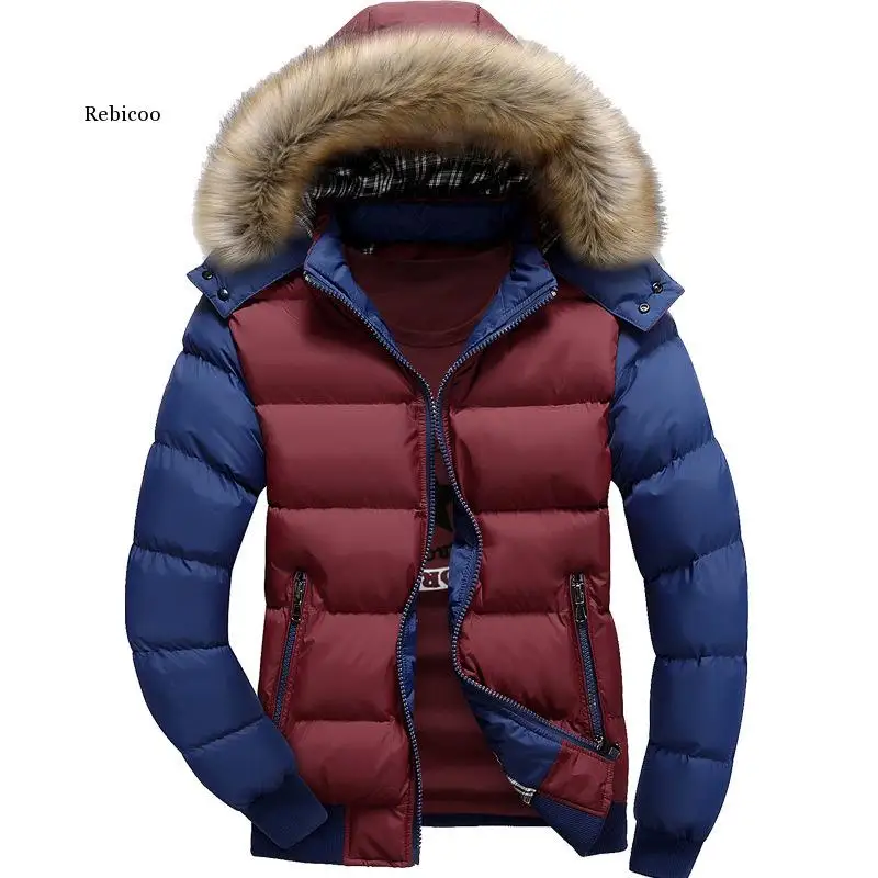 Men Winter Jacket Hat Detachable Down Parka Casual Warm Thick Jackets Male Fur Hooded Outwear Warm Windproof Coats Slim Overcoat