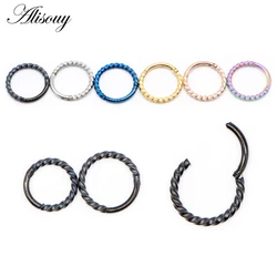 Alisouy 1PC 8-10mm 16g ze stali nierdzewnej zawiasach Segment Clicker pierścień nos Piercing przegrody Helix chrząstka Daith Twist biżuteria do ciała