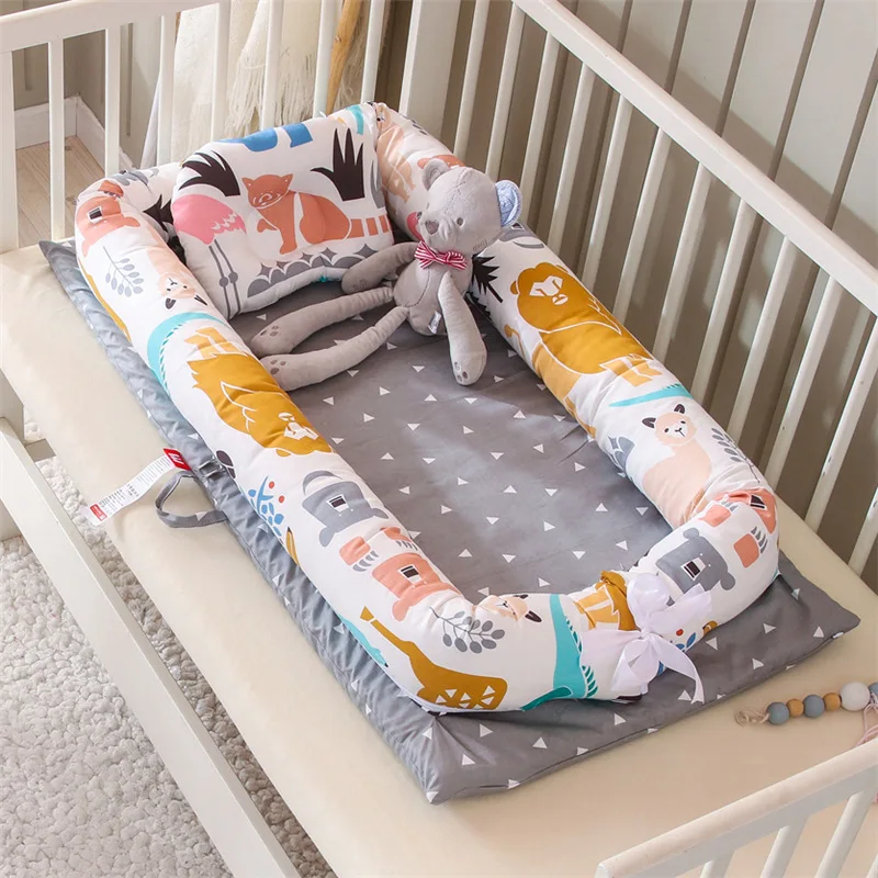 QWZ New Portable Baby Bionic Bed Cotton Cradle Baby Bassinet Bumper Folding Sleep Nest for Toddler Newborn Play Mat Travel Bed