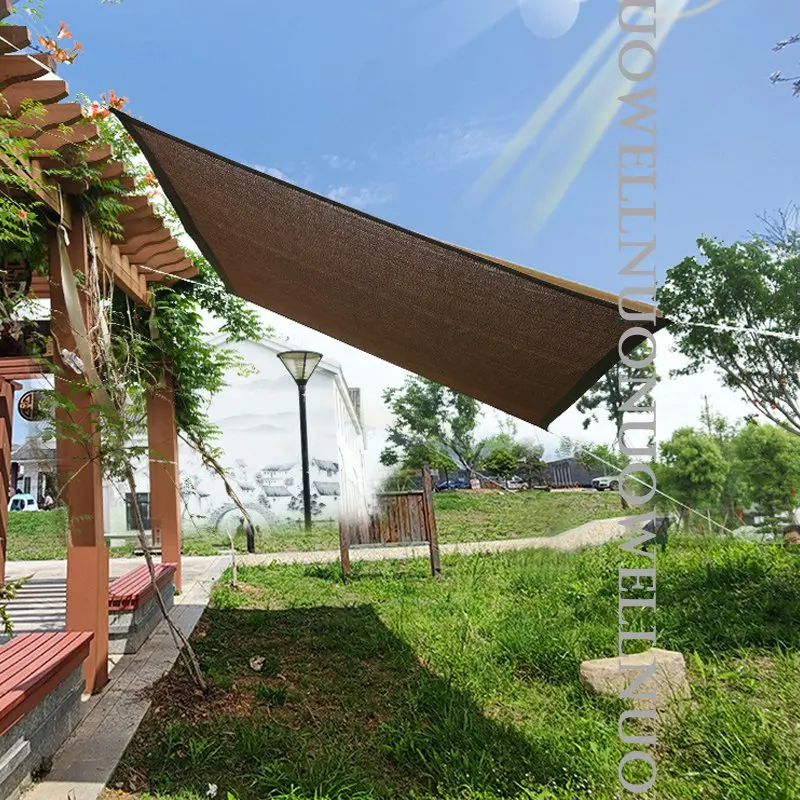 Thicken HDPE Coffee Sun Shade Sail Outdoor ArcRectangle Shade Net Garden Terrace Canopy Swimming Pool Canopy Tent Car Awning