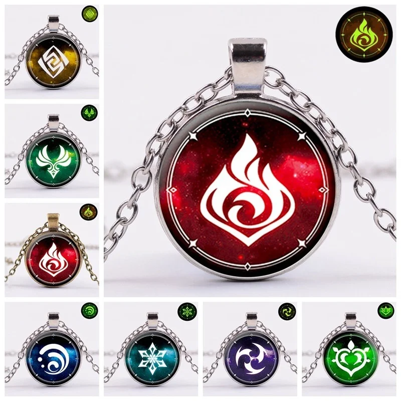

Game Anime Eye of God Cosplay Men Women Alloy Necklace Pendant Clavicle Chain Couple Accessories Birthday Present
