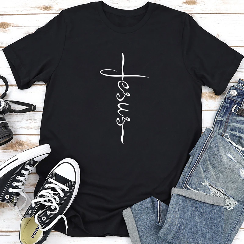 Jesus Cross Printe Tshirt Christian Religion T-shirt Religion Faith Tops Women Men Casual Hipster Streetwear Tee Camisetas