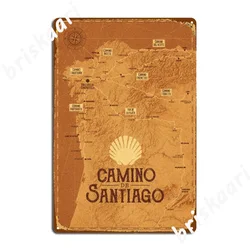 Camino De Santiago Poster Map Way Of St.James Metal Signs Plaques Party Designing Wall Mural Tin sign Posters