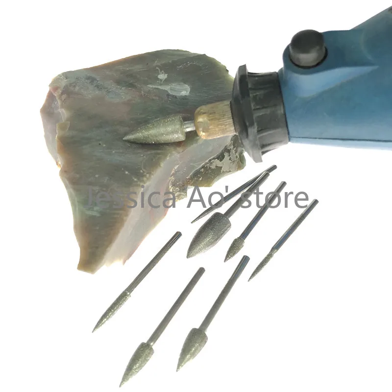 15 pz 2-8mm J forma di proiettile diamante utensili abrasivi giada intaglio strumenti lavorazione dei metalli gioielli fai da te lucidatura punte di macinazione elettriche