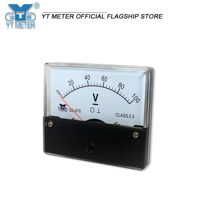 Sd670 DC voltmeter 5V 10V 15V 20V 30V 50V 75V 100V 150V 200V 250V 300V pointer voltage size 60 * 70mm measuring positive and neg