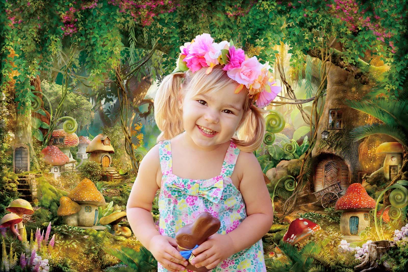 Dreamy Natural Jungle Forest Wonderland Backdrop Fairy Tale Mushroom Baby Birthday Party Photography Background For Photo Studio