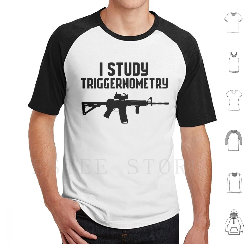 Рубашка I Study Triggernometry, крутая футболка с тактическим пистолетом, футболка с принтом, хлопковая рубашка Gun Pro Gun, 2-я поправка, забавная консервативная