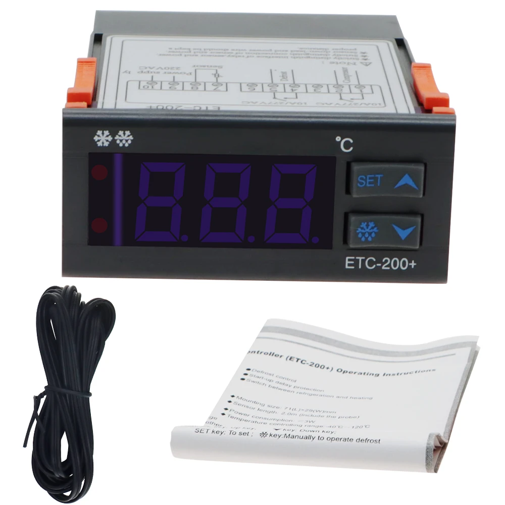 220V Thermostat Temperature measurement and controller Digital Thermostat Refrigeration Defrosting Alarm ETC-200+