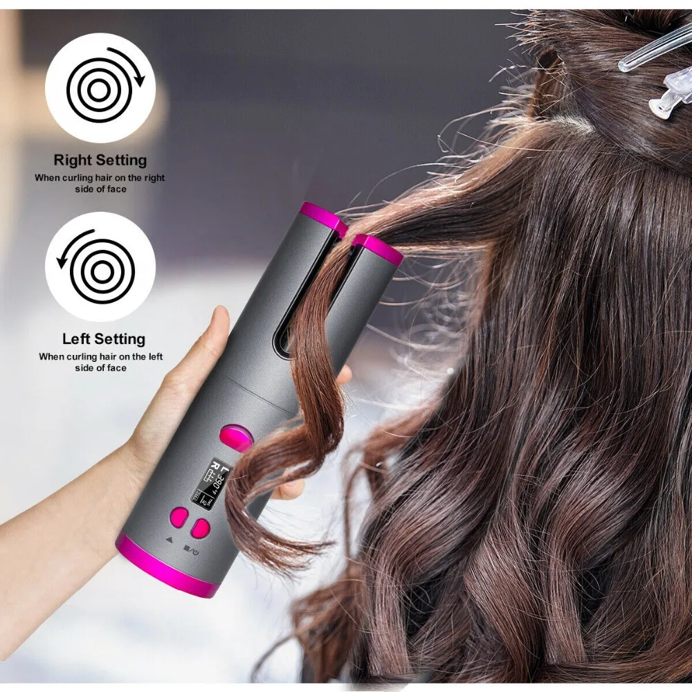 

Automatic Hair Curler USB Charge Hair Curling Iron Curls Waves Hair Styling Tools Cordless Ceramic Curly Rotating Styler Women