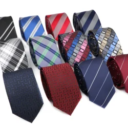 Moda uomo nero cravatta a righe tinta unita Plaid 6cm Bule cravatte rosse accessori abbigliamento quotidiano cravatta regalo per la festa nuziale per uomo