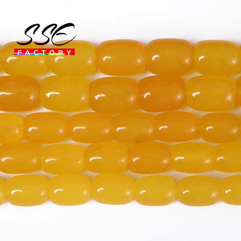 Wholesale Natural Stone Beads Yellow Agates Drum Barrel Shape Beads Semi-Finished Handmade Bracelet Beads For Jewelry Making