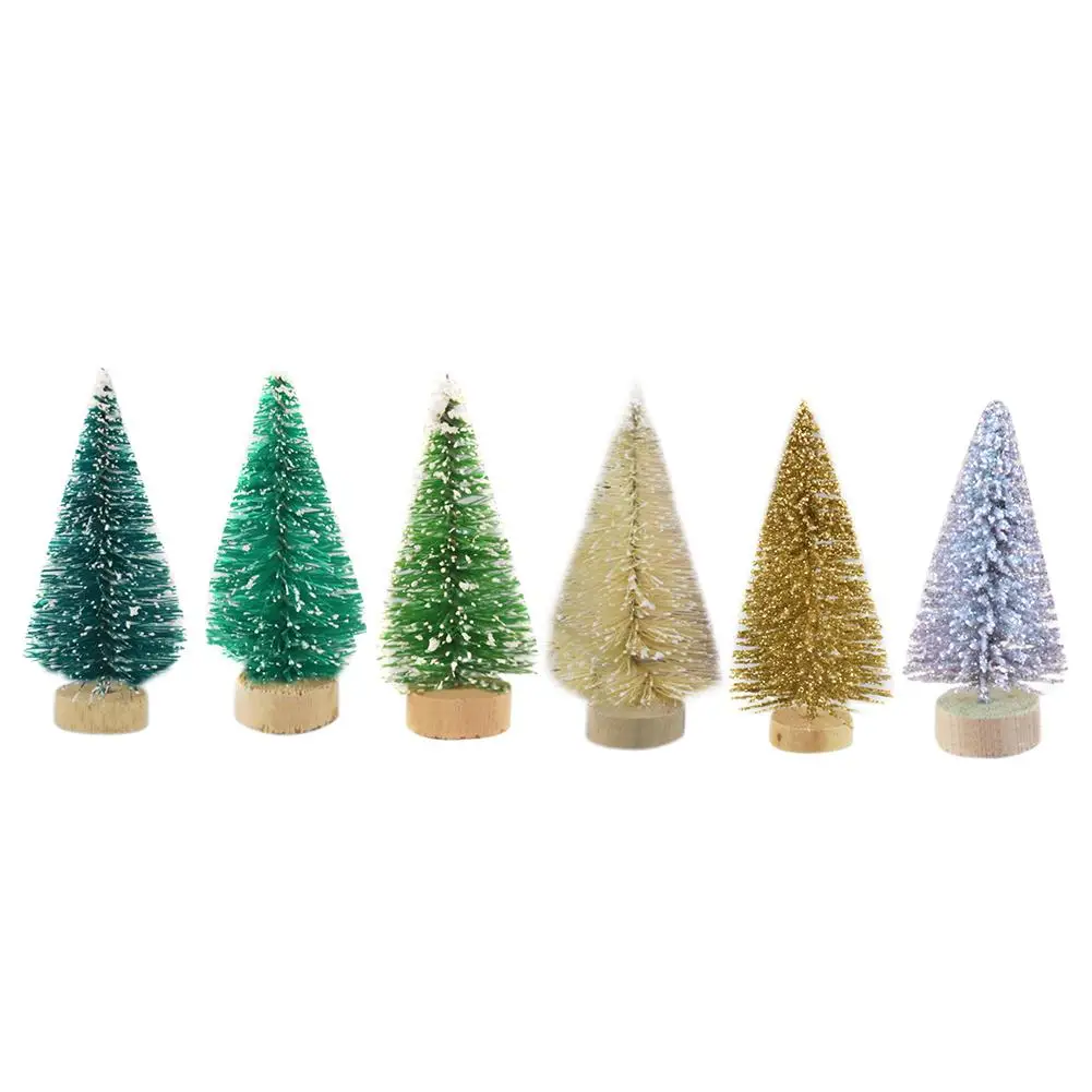 12pcs Mini Christmas Tree Sisal Silk Cedar Decoration Small Christmas Tree Gold Silver Blue Green White Mini Christmas Tree