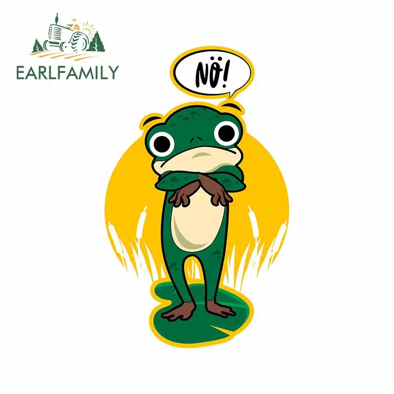 EARLFAMILY 13cm x 8.1cm For Nope Frog Prince King Cartoon Car Stickers Vinyl Material Decal Car Accessories For JDM SUV RV