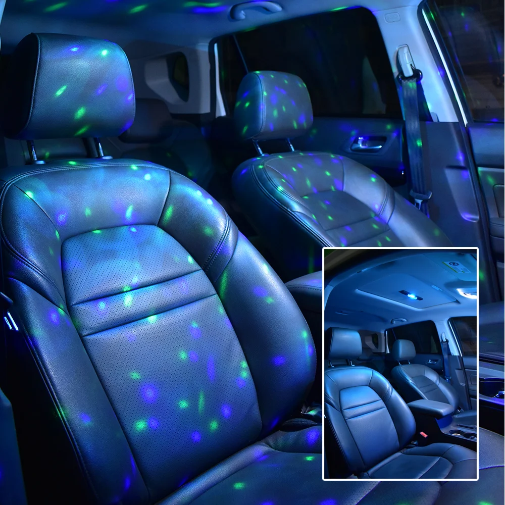 LED Car Atmosphere Lamp Wireless Voice Control RGB Roof Star Light USB Charing Auto Interior Decorative Ambient Party Lights