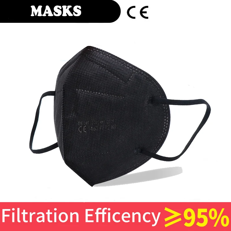 10-200PCS Mascarillas FFP2 Masks Approved CE Mascarilla Black Certified Face Mask Homologadas Europa Standard Adult Mouth Caps