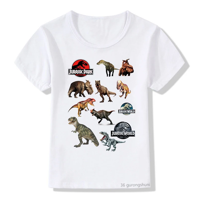 New Funny Jurassic Park T Shirt Dinosaur Graphic Print Girls Boys T-Shirt Vintage Kids Clothes Short Sleeve T-Shirts