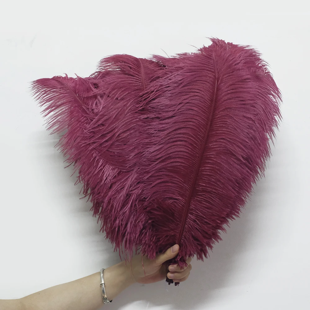 High Quality 10/300pcs Burgundy Ostrich Feathers 15-55cm/6-22\