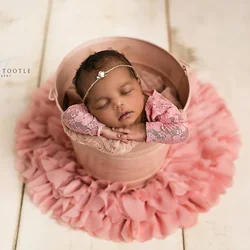 Photo Shoot Prop Diameter=50cm Set Soft Chiffon Round Flower Blanket Basket Layer for Newborn Baby Photography Accessories 2023