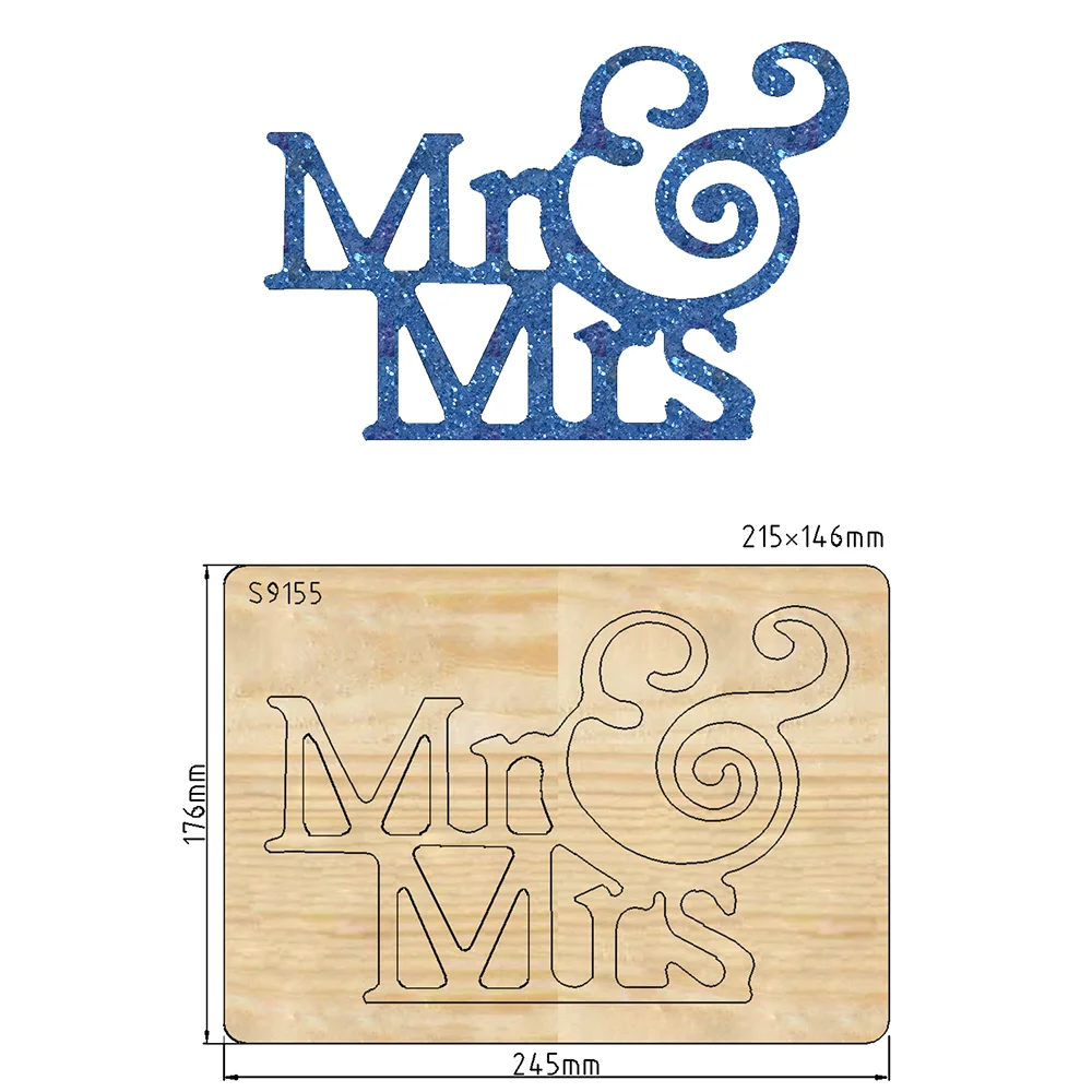 2021 New Wedding Decoration MR & MRS Cutting Dies Wooden Mold for Fustelle Big Cutting Machine