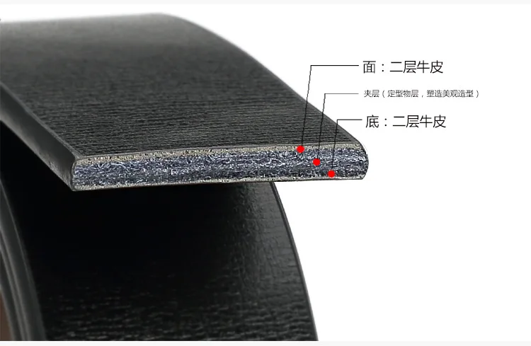 Neue männer Echte Leder Gürtel Doppelseitige Gürtel Männer Mode Keine Schnalle Gürtel Hohe Qualität Schwarz Braun Seitige Bund 3,3 cm – Detail 8