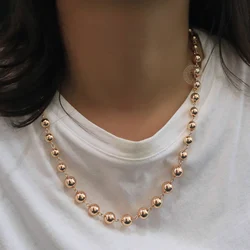 Necklace For Women 585 Rose Gold Color Beaded Chain Link Necklace 60cm Gift Jewelry Wholesale Dropshipping LCN47