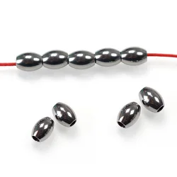 50pcs/Lot 304 Stainless Steel Rice Shape Loose Beads Handmade Woven Bracelets Steel Stone Space Beads DIY Jewelry Findings Make