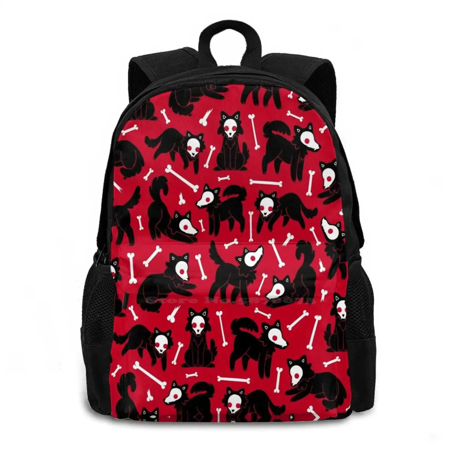 Demon Dogs Hot Sale Schoolbag Backpack Fashion Bags Hell Hound Dogs Dark Patterns Animals Black Red Demon Cryptids Monsters