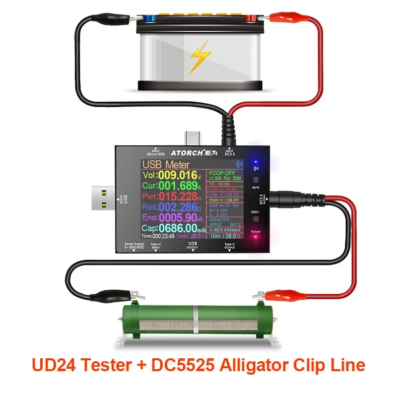 DC5.5 USB tester digital voltmeter ammeter power bank voltage detector volt Amper Car 12V 24V battery router electric meter