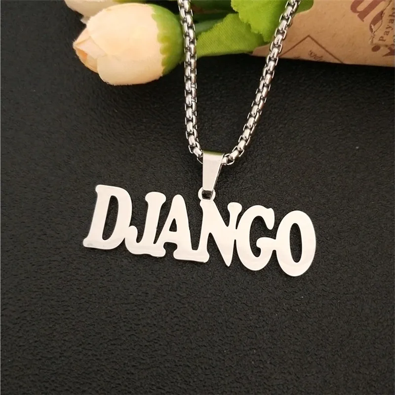 Stainless Steel Block Name Pendant Necklaces Custom Jewelry Personalized Men\'s Nameplate Necklace Chain Punk Bijoux Femme Gift