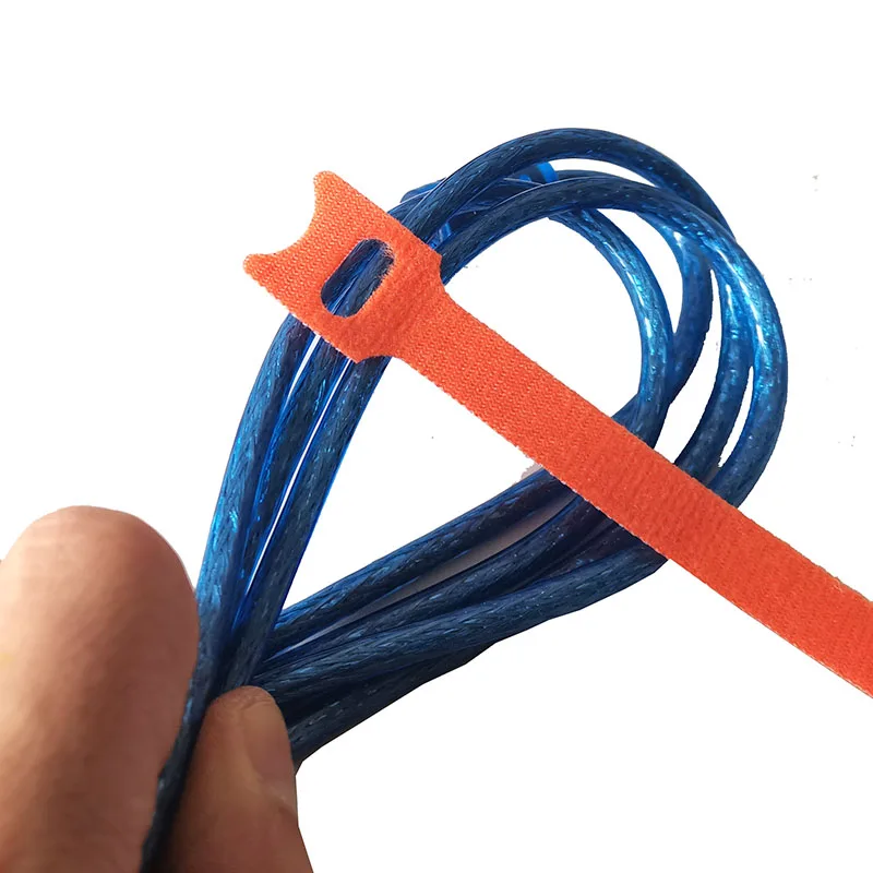 100 Stück/Los 2cm Breite 20/30cm Länge Personalisierte Logo-Kabelbinder Selbstklebende Befestigungsklammern Klettverschluss-Bänder Kabelbündel-Drahtbinder – Detail 5