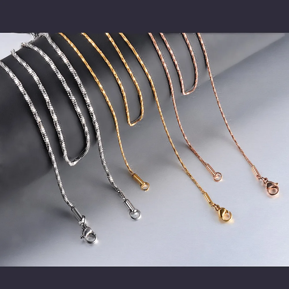 1 Stück Breite 0,9/1,2/1,5mm Winzige Gedrehte Quadratische Schlangenkette Schmuck Edelstahl Choker Halskette für Frauen Collier – Detail 4