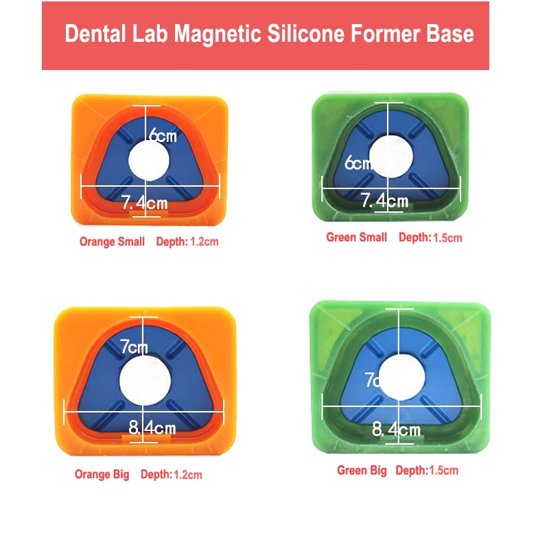 Dental Lab Magnetic Silicone Plaster Mould Former Base Model Full Arch Two Depth 12MM 15MM