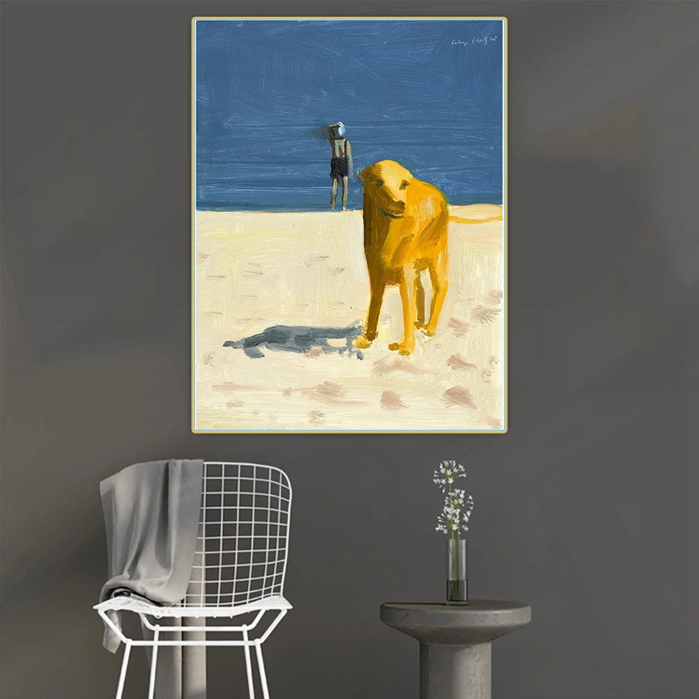 Senza titolo (cane sulla spiaggia) di Alex Katz Tela Pittura a olio Opere d'arte Immagine decorativa estetica Decorazione della parete Decorazione della casa