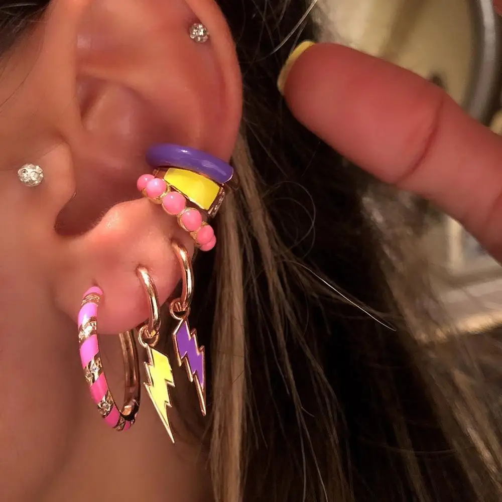 2020 summer fluorescent Neon enamel lighting flash charm dangle earring wholesale fashion jewelry