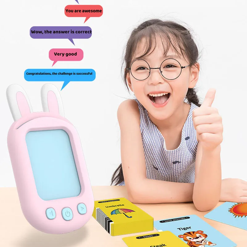 Máquina educativa de aprendizaje temprano para niños, juguetes de iluminación, protección ocular interactiva, lector de tarjetas en inglés, regalos de navidad