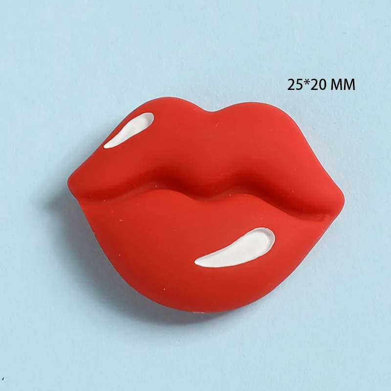 New Fashion Red Lips Lipstick Mirror Nail Polish Beautician Jewelry DIY Handmade 5 Pieces