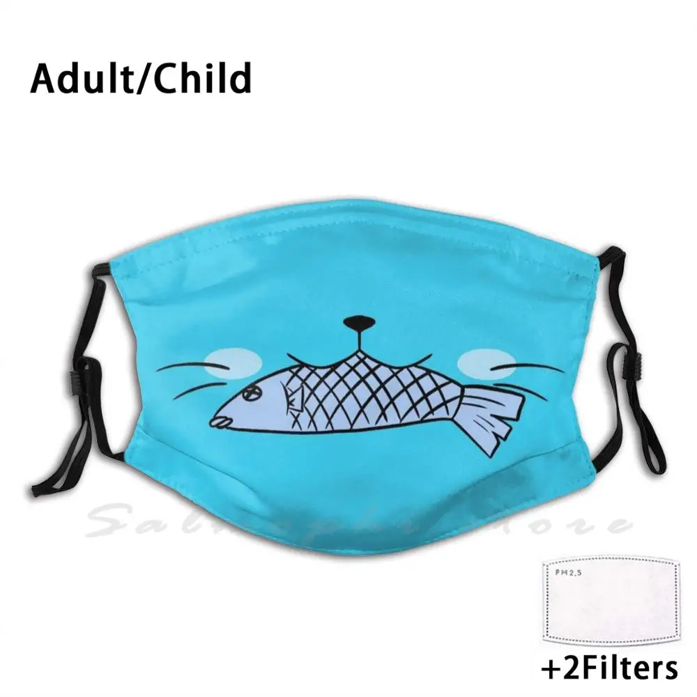 Happy With Fish Fairy Tail stampa divertente riutilizzabile Pm2.5 filtro maschera per il viso Happy Fairy Tail Fairy Tail Fairy Cat Kitten Anime Cats