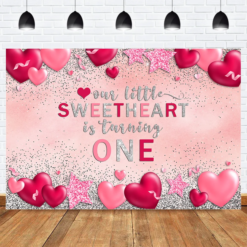 Sweetheart Backdrop for photography Newborn Baby One Birthday Background Valentine's Day Red Heart Backdrops for Photo Studio