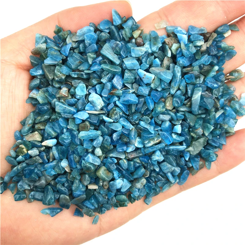 50g Natural Small Size Blue Apatite Polished Stones Crystal Gravel Natural Gemstone Specimen Decoration Natural Quartz Crystals