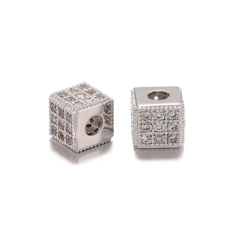 Full Pave Black Cubic Zircon Cube Dice Beads for Jewelry Making 6MM DIY CZ Copper Jewelry Spacer Charms Beads fit Bracelet