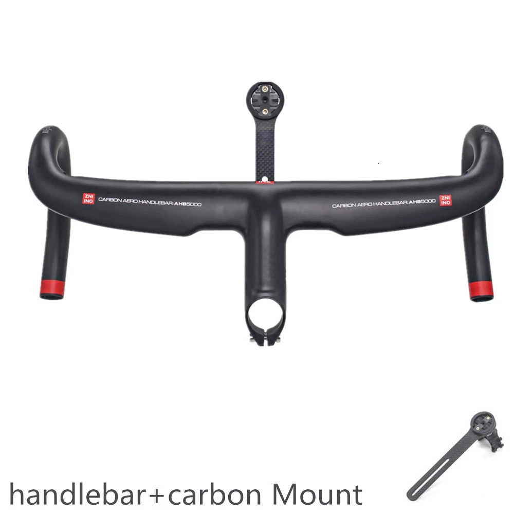 Full Carbon Road Bike Handlebar With Computer Mount Integrated Bike Handlebar Drop Handlebar Inner Routing 400-440mm*80-120mm